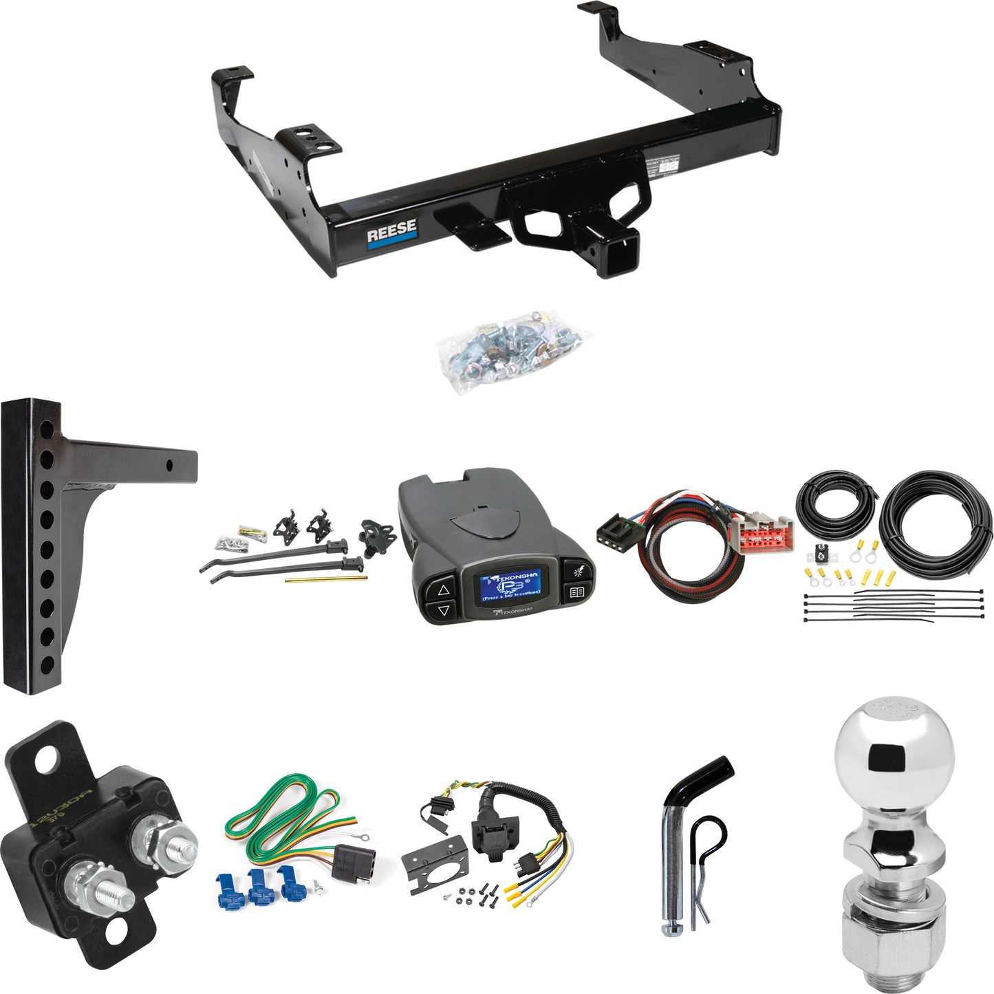 Fits 2008-2016 Ford F-450 Super Duty Trailer Hitch Tow PKG w/ 12K Trunnion Bar Weight Distribution Hitch + Pin/Clip + 2-5/16" Ball + Tekonsha Prodigy P3 Brake Control + Plug & Play BC Adapter + 7-Way RV Wiring (For Cab & Chassis, w/34" Wide Frames Mo