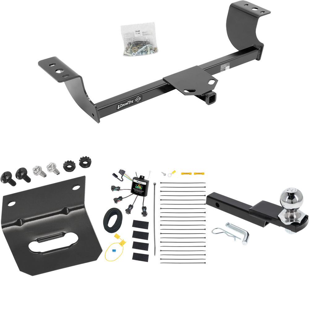 Fits 2008-2010 Chrysler 300 Trailer Hitch Tow PKG w/ 4-Flat Zero Contact "No Splice" Wiring Harness + Interlock Starter Kit w/ 2" Ball 1-1/4" Drop 3/4" Rise + Wiring Bracket By Draw-Tite