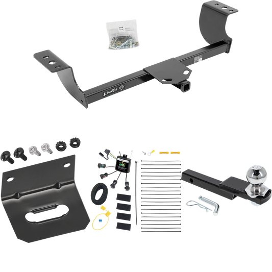 Fits 2008-2010 Chrysler 300 Trailer Hitch Tow PKG w/ 4-Flat Zero Contact "No Splice" Wiring Harness + Interlock Starter Kit w/ 2" Ball 1-1/4" Drop 3/4" Rise + Wiring Bracket By Draw-Tite