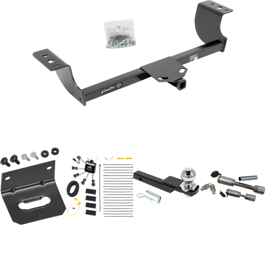 Fits 2005-2008 Dodge Magnum Trailer Hitch Tow PKG w/ 4-Flat Zero Contact "No Splice" Wiring Harness + Interlock Starter Kit w/ 2" Ball 1-1/4" Drop 3/4" Rise + Wiring Bracket + Dual Hitch & Coupler Locks By Draw-Tite