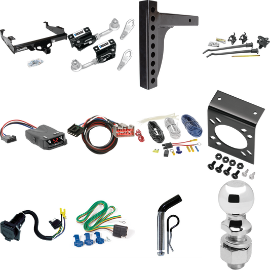 Fits 1999-2016 Ford F-550 Super Duty Trailer Hitch Tow PKG w/ 12K Trunnion Bar Weight Distribution Hitch + Pin/Clip + Dual Cam Sway Control + 2-5/16" Ball + Tekonsha Brakeman IV Brake Control + Plug & Play BC Adapter + 7-Way RV Wiring (For Cab & Chas