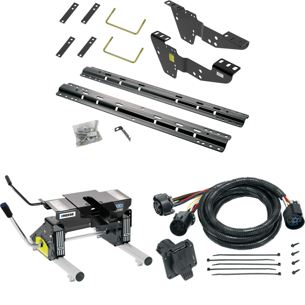 Fits 1999-2006 GMC Sierra 1500 Custom Industry Standard Above Bed Rail Kit + 16K Fifth Wheel + Round Tube Slider + In-Bed Wiring (For 6-1/2' or Shorter Bed, w/o Factory Puck System Models) By Reese