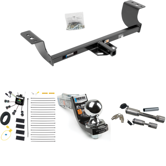 Fits 2008-2010 Chrysler 300 Trailer Hitch Tow PKG w/ 4-Flat Zero Contact "No Splice" Wiring Harness + Interlock Starter Kit w/ 2" Ball 2-1/2" Drop 2" Rise + Dual Hitch & Coupler Locks By Reese Towpower