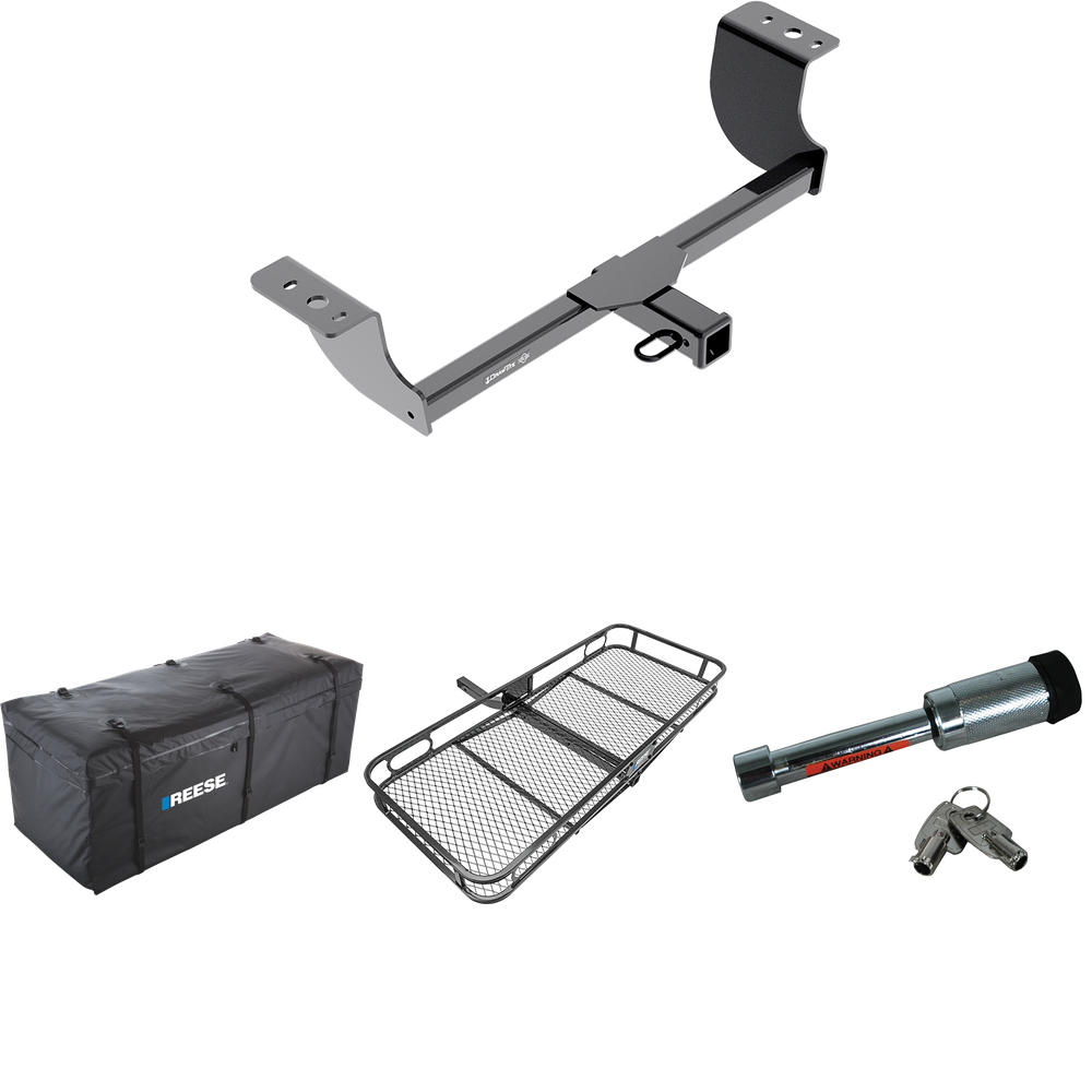 Fits 2006-2023 Dodge Charger Trailer Hitch Tow PKG w/ 60" x 24" Cargo Carrier + Cargo Bag + Hitch Lock By Draw-Tite