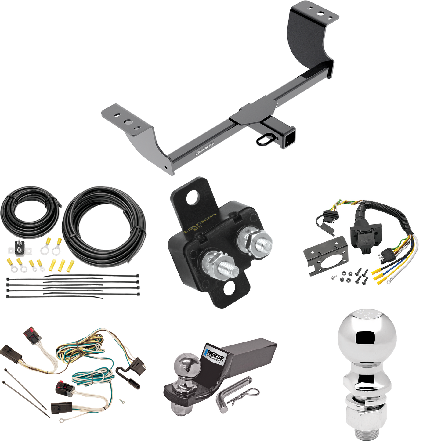 Se adapta al paquete de enganche de remolque Dodge Charger 2006-2010 con cableado RV de 7 vías + bola de 2" y 2-5/16" + soporte de caída de Draw-Tite