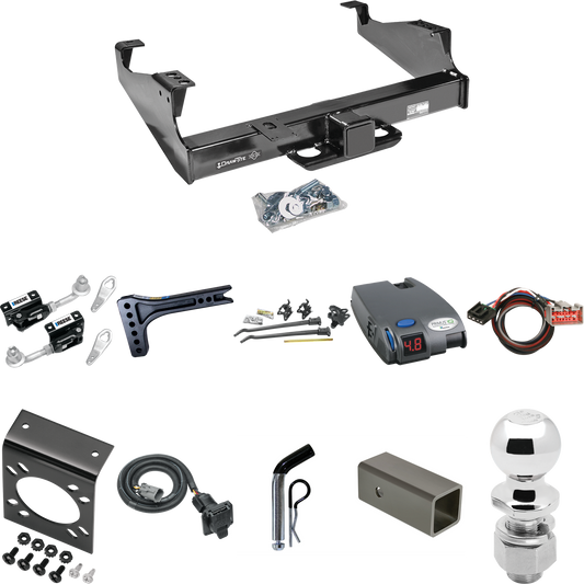 Fits 1999-2000 Ford F-350 Super Duty Trailer Hitch Tow PKG w/ 15K Trunnion Bar Weight Distribution Hitch + Pin/Clip + Dual Cam Sway Control + 2-5/16" Ball + Tekonsha Primus IQ Brake Control + Plug & Play BC Adapter + 7-Way RV Wiring (For Cab & Chassi