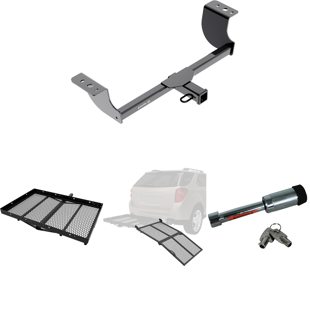 Fits 2005-2023 Chrysler 300 Trailer Hitch Tow PKG w/ Cargo Carrier + Bi-Fold Ramp + Hitch Lock By Draw-Tite