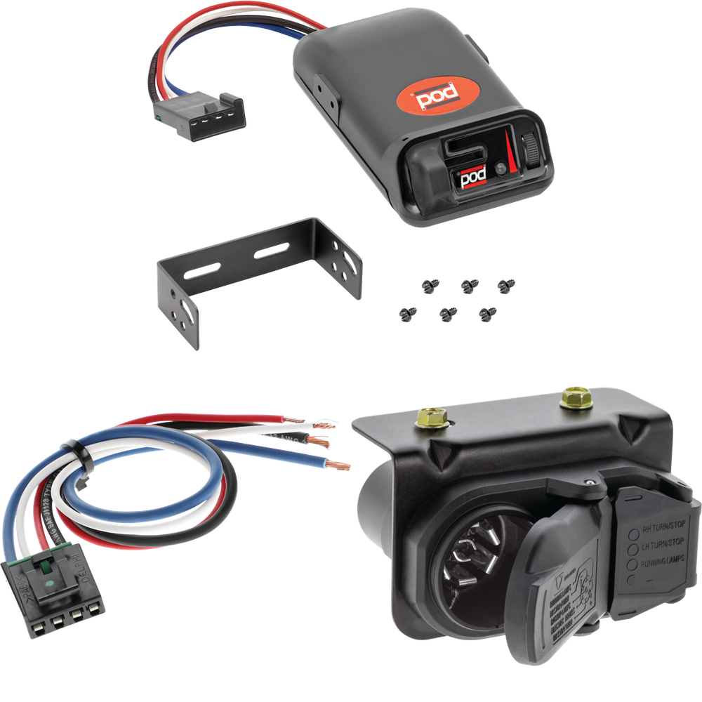 Compatible con cableado RV de 7 vías GMC Sierra 1500 2007-2013 + control de freno POD serie Pro + adaptador de cableado BC genérico de Tekonsha