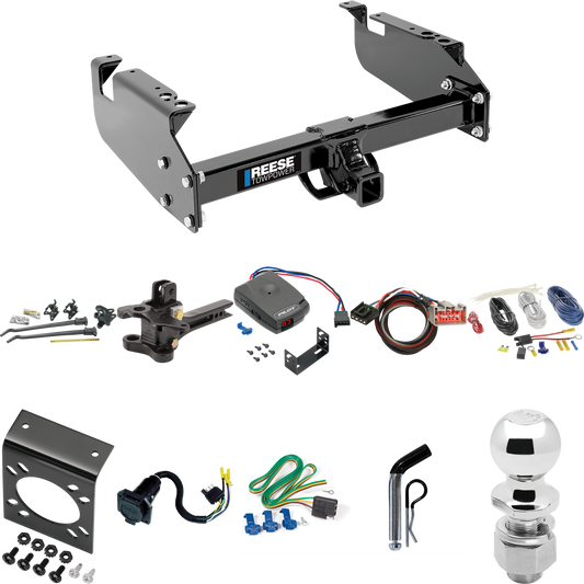 Fits 1999-2019 Ford F-350 Super Duty Trailer Hitch Tow PKG w/ 17K Trunnion Bar Weight Distribution Hitch + Pin/Clip + 2-5/16" Ball + Pro Series Pilot Brake Control + Plug & Play BC Adapter + 7-Way RV Wiring (For Cab & Chassis, w/34" Wide Frames Model