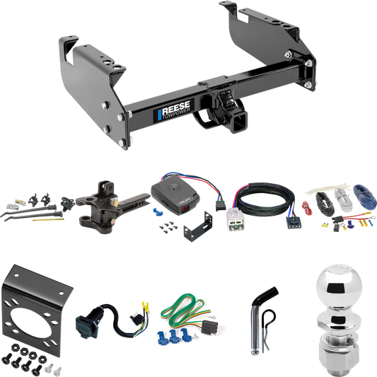 Fits 2005-2007 Ford F-350 Super Duty Trailer Hitch Tow PKG w/ 17K Trunnion Bar Weight Distribution Hitch + Pin/Clip + 2-5/16" Ball + Pro Series Pilot Brake Control + Plug & Play BC Adapter + 7-Way RV Wiring (For Cab & Chassis, w/34" Wide Frames Model