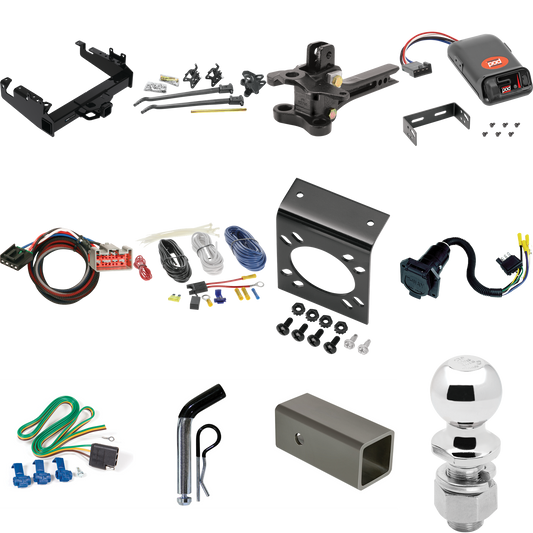 Fits 2019-2023 Ford F-550 Super Duty Trailer Hitch Tow PKG w/ 17K Trunnion Bar Weight Distribution Hitch + Pin/Clip + 2-5/16" Ball + Pro Series POD Brake Control + Plug & Play BC Adapter + 7-Way RV Wiring (For Cab & Chassis, w/34" Wide Frames Models)