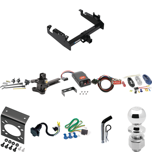 Fits 2019-2023 Ford F-550 Super Duty Trailer Hitch Tow PKG w/ 17K Trunnion Bar Weight Distribution Hitch + Pin/Clip + 2-5/16" Ball + Pro Series POD Brake Control + Plug & Play BC Adapter + 7-Way RV Wiring (For Cab & Chassis, w/34" Wide Frames Models)