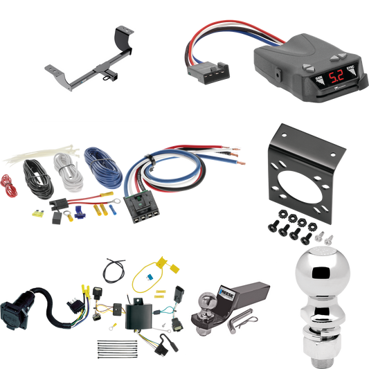 Fits 2015-2023 Chrysler 300 Trailer Hitch Tow PKG w/ Tekonsha Brakeman IV Brake Control + Generic BC Wiring Adapter + 7-Way RV Wiring + 2" & 2-5/16" Ball & Drop Mount By Reese Towpower