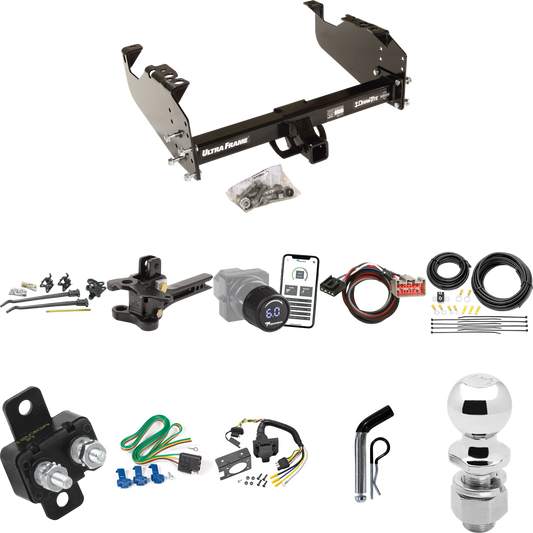 Fits 2001-2004 Ford F-350 Super Duty Trailer Hitch Tow PKG w/ 17K Trunnion Bar Weight Distribution Hitch + Pin/Clip + 2-5/16" Ball + Tekonsha Prodigy iD Bluetooth Wireless Brake Control + Plug & Play BC Adapter + 7-Way RV Wiring (For Cab & Chassis, w