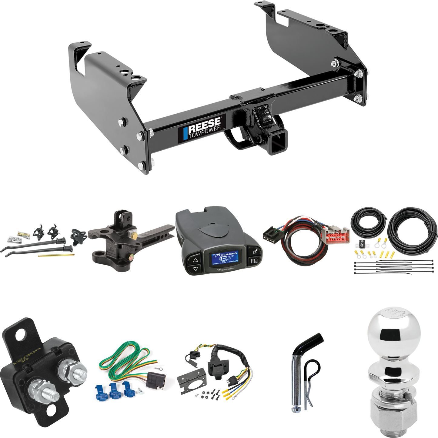 Fits 2008-2016 Ford F-550 Super Duty Trailer Hitch Tow PKG w/ 17K Trunnion Bar Weight Distribution Hitch + Pin/Clip + 2-5/16" Ball + Tekonsha Prodigy P3 Brake Control + Plug & Play BC Adapter + 7-Way RV Wiring (For Cab & Chassis, w/34" Wide Frames Mo