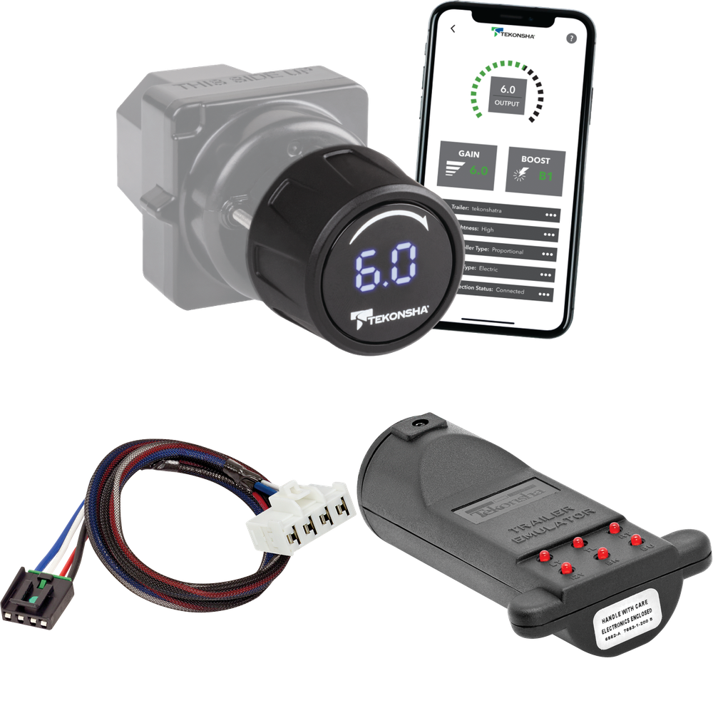 Se adapta a Dodge Ram 3500 Tekonsha Prodigy iD 2007-2010, control de freno inalámbrico Bluetooth + adaptador BC Plug &amp; Play + emulador de remolque de probador de control de frenos de Tekonsha