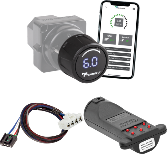 Se adapta a Dodge Ram 3500 Tekonsha Prodigy iD 2007-2010, control de freno inalámbrico Bluetooth + adaptador BC Plug &amp; Play + emulador de remolque de probador de control de frenos de Tekonsha