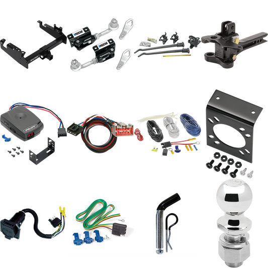 Fits 2019-2023 Ford F-550 Super Duty Trailer Hitch Tow PKG w/ 17K Trunnion Bar Weight Distribution Hitch + Pin/Clip + Dual Cam Sway Control + 2-5/16" Ball + Pro Series Pilot Brake Control + Plug & Play BC Adapter + 7-Way RV Wiring (For Cab & Chassis,