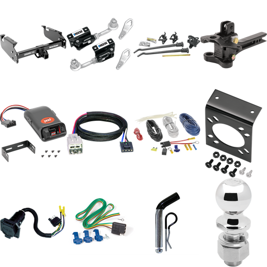 Fits 2005-2007 Ford F-550 Super Duty Trailer Hitch Tow PKG w/ 17K Trunnion Bar Weight Distribution Hitch + Pin/Clip + Dual Cam Sway Control + 2-5/16" Ball + Pro Series POD Brake Control + Plug & Play BC Adapter + 7-Way RV Wiring (For Cab & Chassis, w