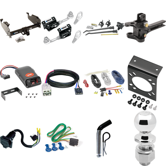 Fits 2005-2007 Ford F-450 Super Duty Trailer Hitch Tow PKG w/ 17K Trunnion Bar Weight Distribution Hitch + Pin/Clip + Dual Cam Sway Control + 2-5/16" Ball + Pro Series POD Brake Control + Plug & Play BC Adapter + 7-Way RV Wiring (For Cab & Chassis, w