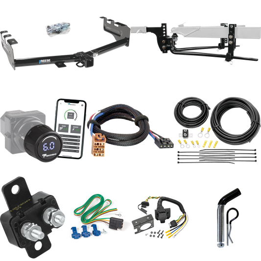Fits 1999-2002 GMC Sierra 1500 Trailer Hitch Tow PKG w/ 11.5K Round Bar Weight Distribution Hitch w/ 2-5/16" Ball + Pin/Clip + Tekonsha Prodigy iD Bluetooth Wireless Brake Control + Plug & Play BC Adapter + 7-Way RV Wiring By Reese Towpower