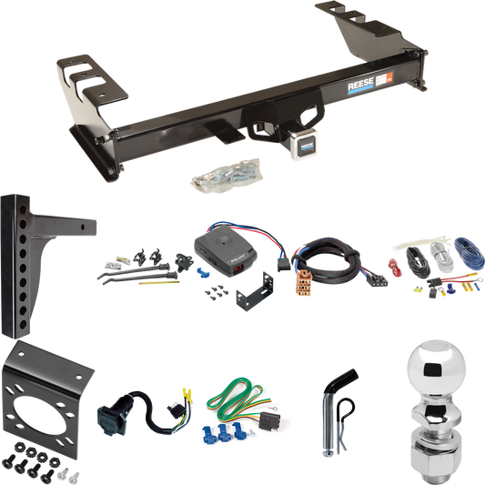 Fits 1999-2002 GMC Sierra 1500 Trailer Hitch Tow PKG w/ 12K Trunnion Bar Weight Distribution Hitch + Pin/Clip + 2-5/16" Ball + Pro Series Pilot Brake Control + Plug & Play BC Adapter + 7-Way RV Wiring By Reese Towpower