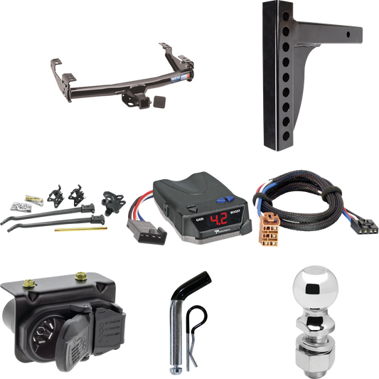 Fits 2001-2002 Chevrolet Silverado 1500 HD Trailer Hitch Tow PKG w/ 12K Trunnion Bar Weight Distribution Hitch + Pin/Clip + 2-5/16" Ball + Tekonsha BRAKE-EVN Brake Control + Plug & Play BC Adapter + 7-Way RV Wiring By Reese Towpower