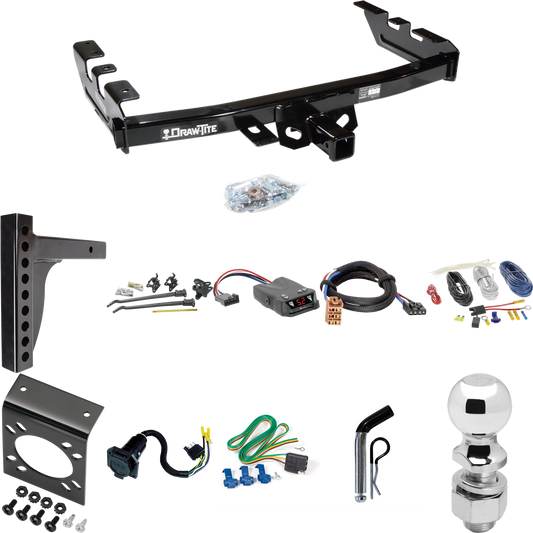 Fits 1999-2002 GMC Sierra 2500 Trailer Hitch Tow PKG w/ 12K Trunnion Bar Weight Distribution Hitch + Pin/Clip + 2-5/16" Ball + Tekonsha Brakeman IV Brake Control + Plug & Play BC Adapter + 7-Way RV Wiring By Draw-Tite