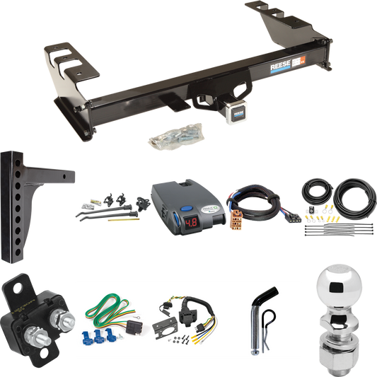 Fits 1999-2002 GMC Sierra 2500 Trailer Hitch Tow PKG w/ 12K Trunnion Bar Weight Distribution Hitch + Pin/Clip + 2-5/16" Ball + Tekonsha Primus IQ Brake Control + Plug & Play BC Adapter + 7-Way RV Wiring By Reese Towpower