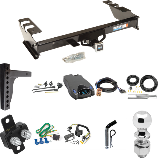 Fits 1999-2002 GMC Sierra 1500 Trailer Hitch Tow PKG w/ 12K Trunnion Bar Weight Distribution Hitch + Pin/Clip + 2-5/16" Ball + Tekonsha Prodigy P2 Brake Control + Plug & Play BC Adapter + 7-Way RV Wiring By Reese Towpower