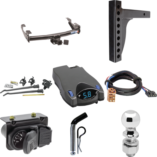 Fits 1999-2002 Chevrolet Silverado 1500 Trailer Hitch Tow PKG w/ 12K Trunnion Bar Weight Distribution Hitch + Pin/Clip + 2-5/16" Ball + Tekonsha Prodigy P2 Brake Control + Plug & Play BC Adapter + 7-Way RV Wiring By Reese Towpower