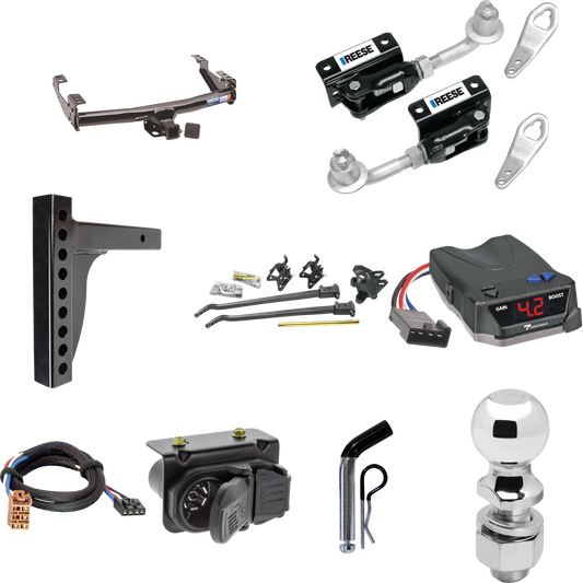 Fits 1999-2002 Chevrolet Silverado 2500 Trailer Hitch Tow PKG w/ 12K Trunnion Bar Weight Distribution Hitch + Pin/Clip + Dual Cam Sway Control + 2-5/16" Ball + Tekonsha BRAKE-EVN Brake Control + Plug & Play BC Adapter + 7-Way RV Wiring By Reese Towpo