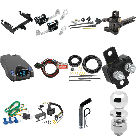 Fits 2019-2023 Ford F-550 Super Duty Trailer Hitch Tow PKG w/ 17K Trunnion Bar Weight Distribution Hitch + Pin/Clip + Dual Cam Sway Control + 2-5/16" Ball + Tekonsha Prodigy P2 Brake Control + Plug & Play BC Adapter + 7-Way RV Wiring (For Cab & Chass