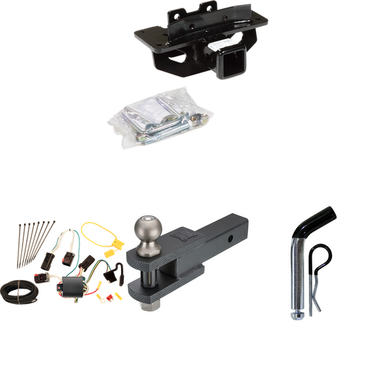 Fits 2004-2009 Dodge Durango Trailer Hitch Tow PKG w/ 4-Flat Wiring + Clevis Hitch Ball Mount w/ 2" Ball + Pin/Clip By Draw-Tite