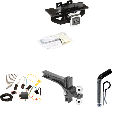 Se adapta al paquete de enganche de remolque Chrysler Aspen 2007-2009 con cableado plano de 4 + soporte de bola de elevación de caída ajustable doble bolas de remolque de 2" y 2-5/16" + pasador/clip de Reese Towpower