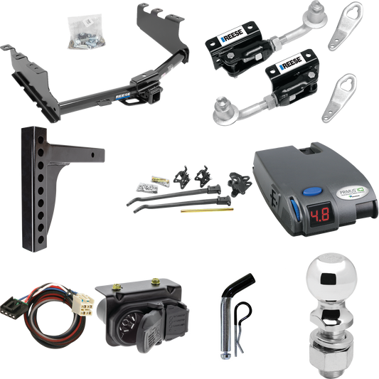 Fits 2014-2018 Chevrolet Silverado 1500 Trailer Hitch Tow PKG w/ 12K Trunnion Bar Weight Distribution Hitch + Pin/Clip + Dual Cam Sway Control + 2-5/16" Ball + Tekonsha Primus IQ Brake Control + Plug & Play BC Adapter + 7-Way RV Wiring By Reese Towpo