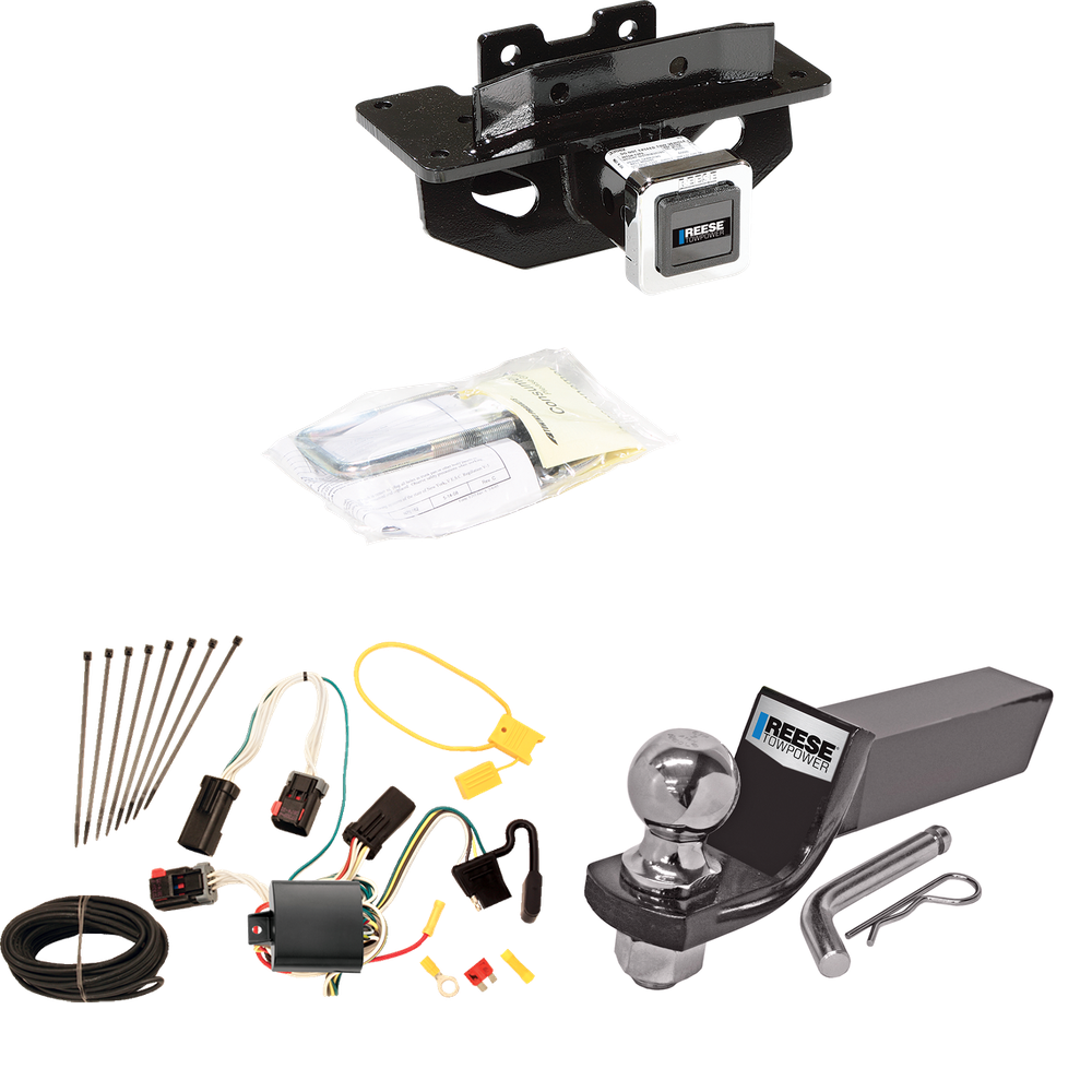 Fits 2004-2009 Dodge Durango Trailer Hitch Tow PKG w/ 4-Flat Wiring + Starter Kit Ball Mount w/ 2" Drop & 2" Ball By Reese Towpower