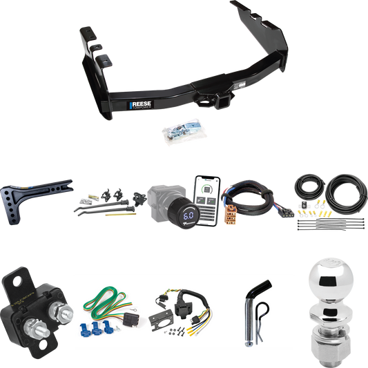 Fits 2001-2002 Chevrolet Silverado 1500 HD Trailer Hitch Tow PKG w/ 15K Trunnion Bar Weight Distribution Hitch + Pin/Clip + 2-5/16" Ball + Tekonsha Prodigy iD Bluetooth Wireless Brake Control + Plug & Play BC Adapter + 7-Way RV Wiring By Reese Towpow