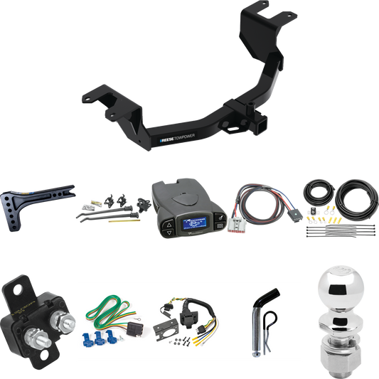 Fits 2019-2023 Chevrolet Silverado 1500 Trailer Hitch Tow PKG w/ 15K Trunnion Bar Weight Distribution Hitch + Pin/Clip + 2-5/16" Ball + Tekonsha Prodigy P3 Brake Control + Plug & Play BC Adapter + 7-Way RV Wiring By Reese Towpower