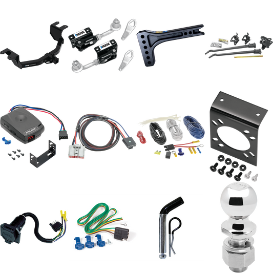 Fits 2019-2023 Chevrolet Silverado 1500 Trailer Hitch Tow PKG w/ 15K Trunnion Bar Weight Distribution Hitch + Pin/Clip + Dual Cam Sway Control + 2-5/16" Ball + Pro Series Pilot Brake Control + Plug & Play BC Adapter + 7-Way RV Wiring By Reese Towpowe