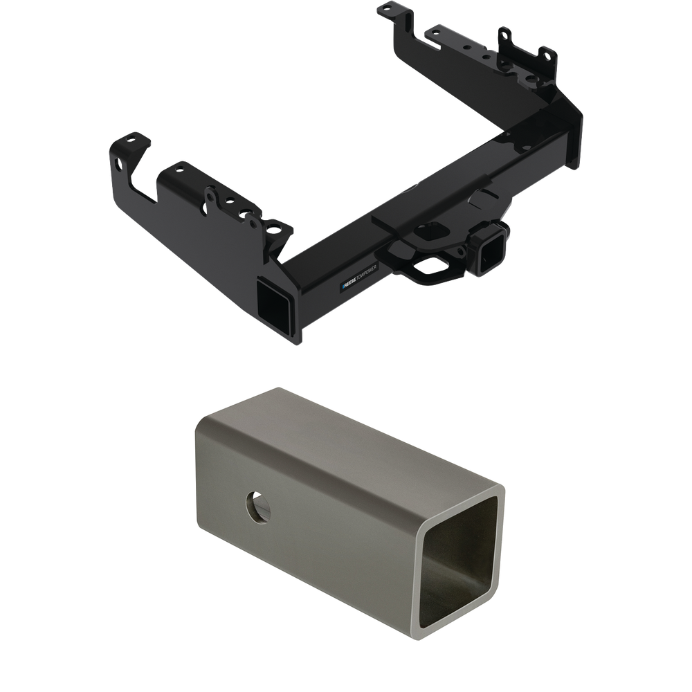 Fits 2019-2023 Ford F-350 Super Duty Trailer Hitch Tow PKG w/ 2-1/2" to 2" Adapter 6" Length (For Cab & Chassis, w/34" Wide Frames Models) By Reese Towpower