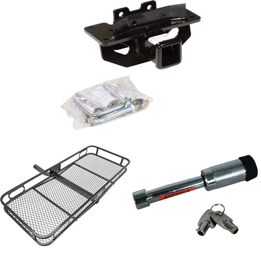 Fits 2004-2009 Dodge Durango Trailer Hitch Tow PKG w/ 60" x 24" Cargo Carrier + Hitch Lock By Draw-Tite