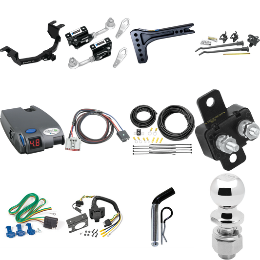 Fits 2019-2023 GMC Sierra 1500 Trailer Hitch Tow PKG w/ 15K Trunnion Bar Weight Distribution Hitch + Pin/Clip + Dual Cam Sway Control + 2-5/16" Ball + Tekonsha Primus IQ Brake Control + Plug & Play BC Adapter + 7-Way RV Wiring By Draw-Tite