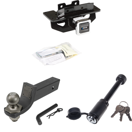 Fits 2007-2009 Chrysler Aspen Trailer Hitch Tow PKG + Interlock Tactical Starter Kit w/ 2" Drop & 2" Ball + Tactical Dogbone Lock By Reese Towpower