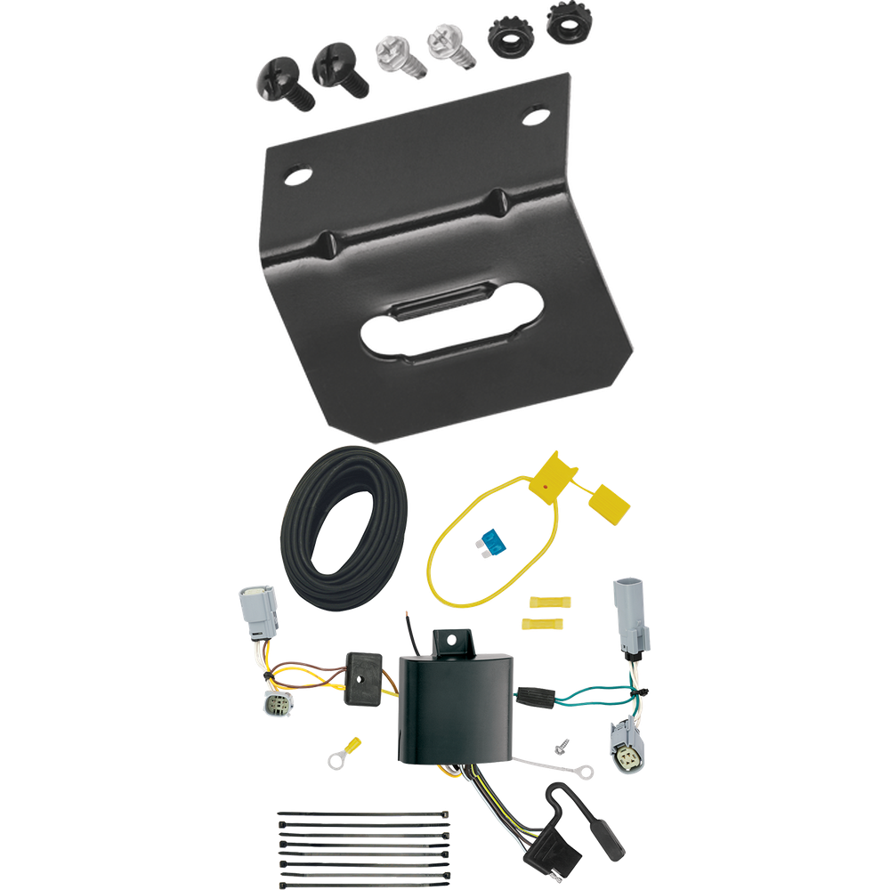 Fits 2020-2023 Chrysler Voyager 4-Flat Vehicle End Trailer Wiring Harness + Wiring Bracket By Tekonsha