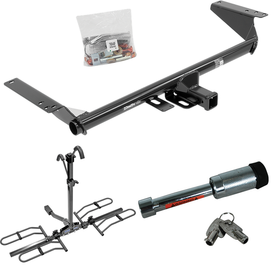 Fits 2021-2023 Chrysler Pacifica Trailer Hitch Tow PKG w/ 2 Bike Plaform Style Carrier Rack + Hitch Lock By Draw-Tite