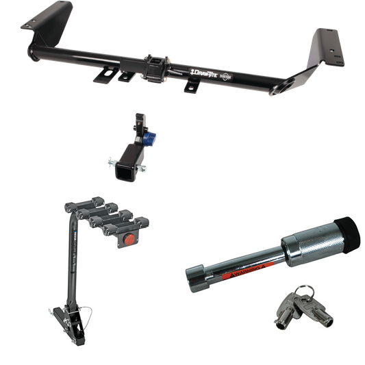 Fits 2020-2023 Chrysler Voyager Trailer Hitch Tow PKG w/ 4 Bike Carrier Rack + Hitch Lock By Draw-Tite