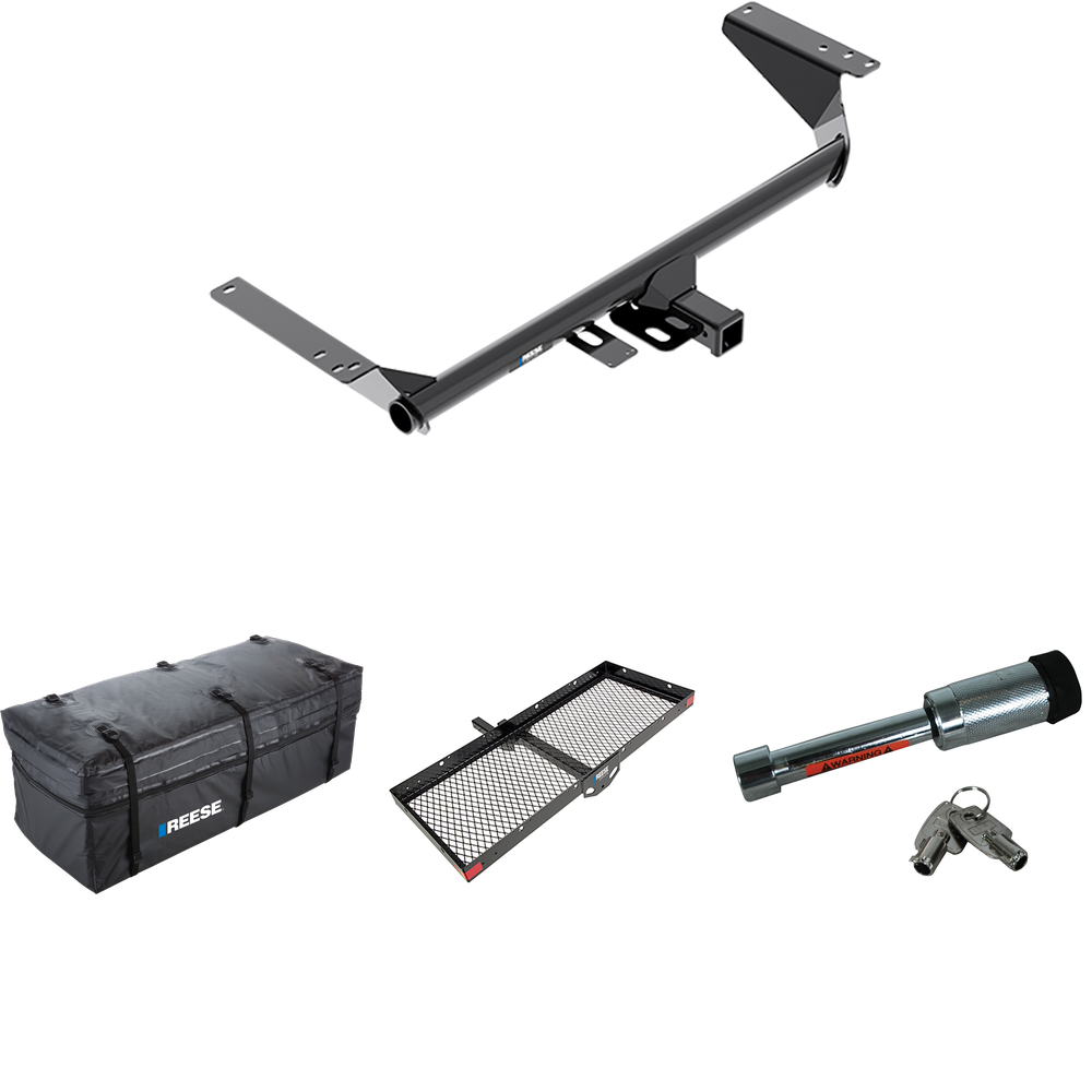 Fits 2021-2023 Chrysler Pacifica Trailer Hitch Tow PKG w/ 48" x 20" Cargo Carrier + Cargo Bag + Hitch Lock By Reese Towpower