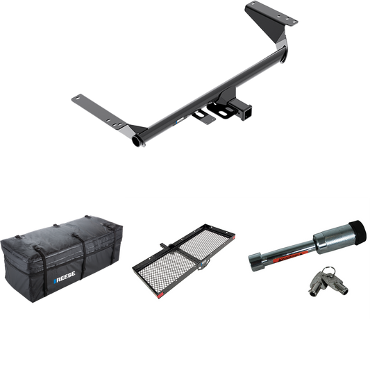 Fits 2021-2023 Chrysler Pacifica Trailer Hitch Tow PKG w/ 48" x 20" Cargo Carrier + Cargo Bag + Hitch Lock By Reese Towpower