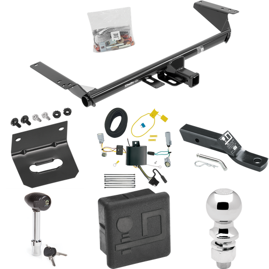 Fits 2022-2023 Chrysler Grand Caravan Trailer Hitch Tow PKG w/ 4-Flat Wiring + Ball Mount w/ 2" Drop + 2-5/16" Ball + Wiring Bracket + Hitch Lock + Hitch Cover (For (Canada Only) Models) By Draw-Tite